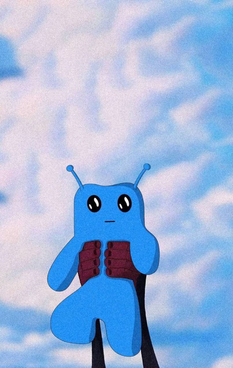BWOB floating in a cloudy blue sky